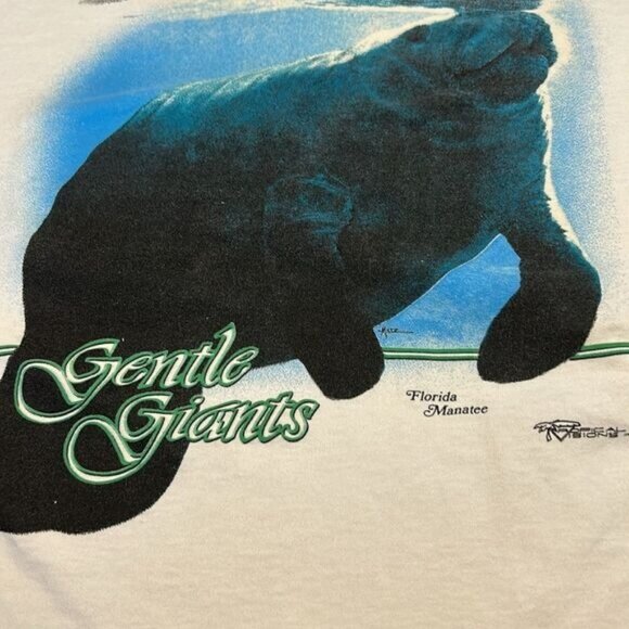 VTG Lowry Park Zoo Tampa Fla Gentle Giants XL T-Shirt Manatee Graphic Pocket Tee - Picture 2 of 8